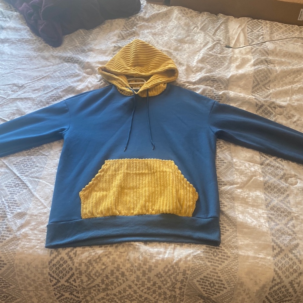 Large Mens Hoodie Corduroy hood and pocket